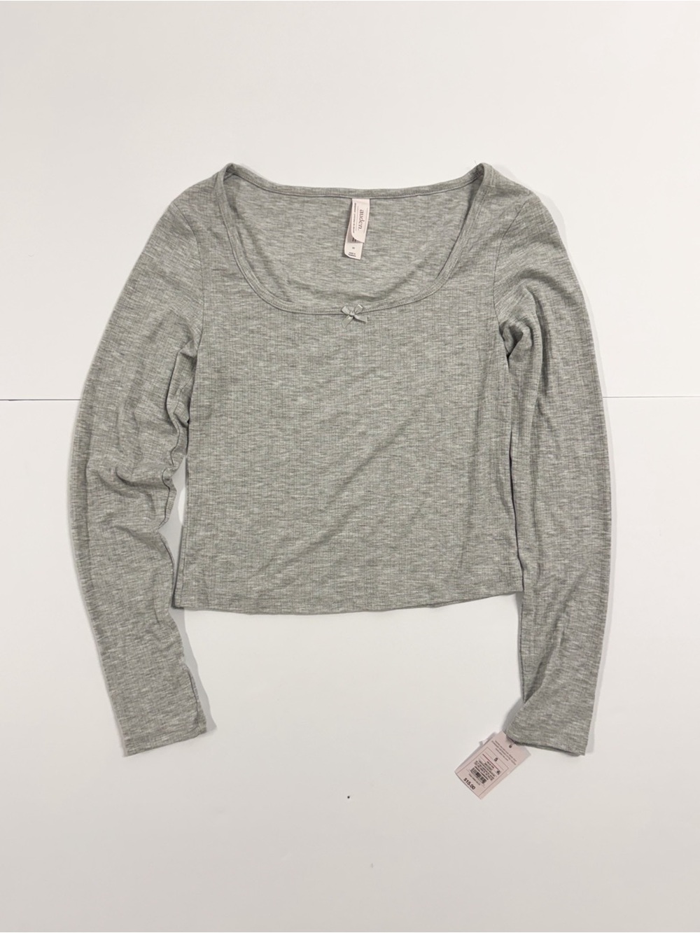 Auden Light Grey Scoop Neck Long Sleeve Tee